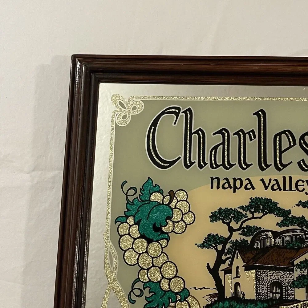 Charles Krug Napa Valley Wines‎ Art SignMirror Framed Rare